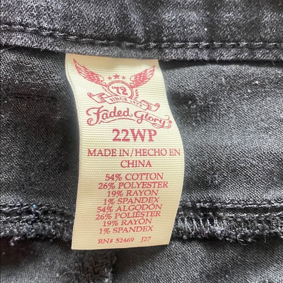 FADED GLORY black cotton, stretch, jeans size 22WP for shorter/petite women - Picture 5 of 16